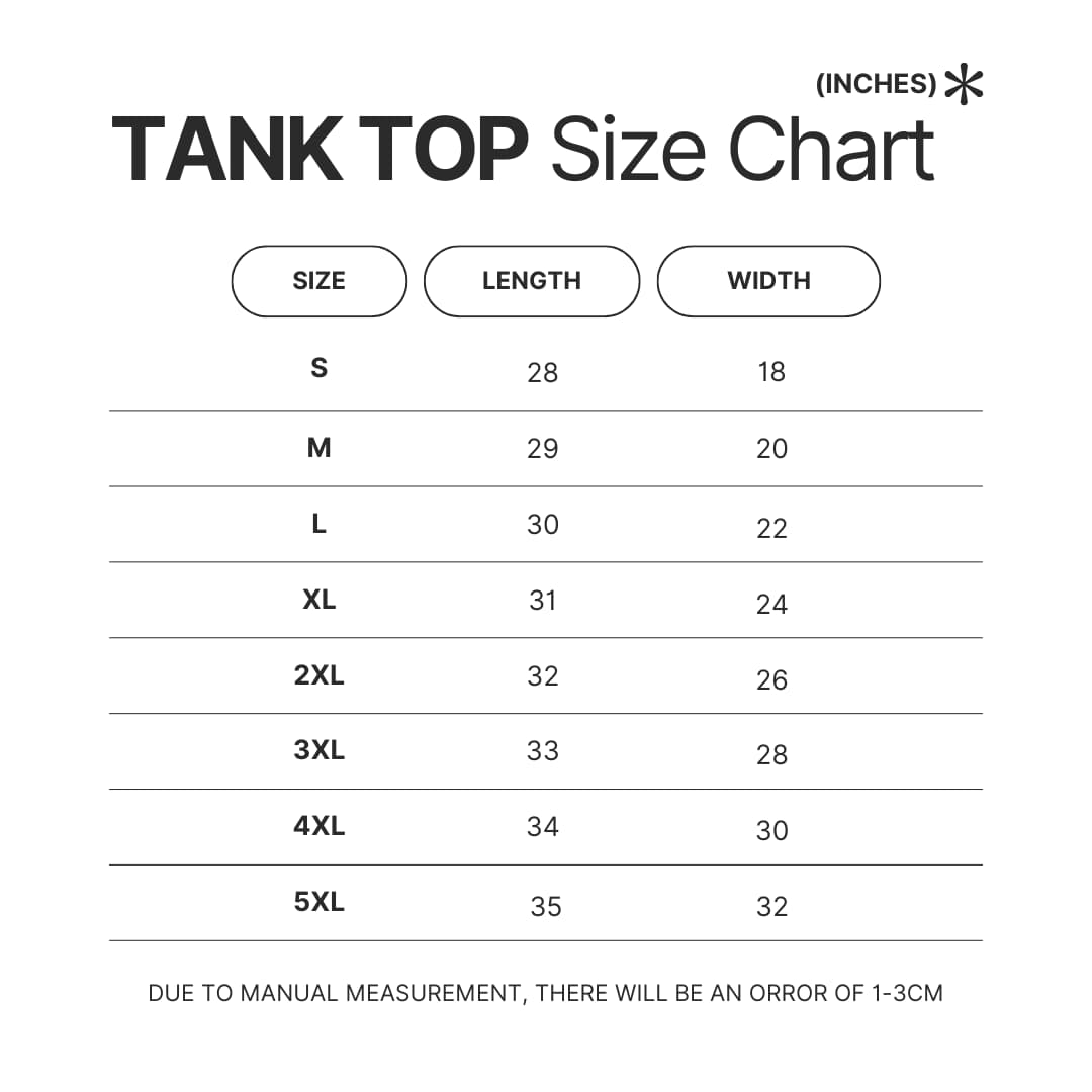 Tank Top Size Chart - Beetlejuice Shop