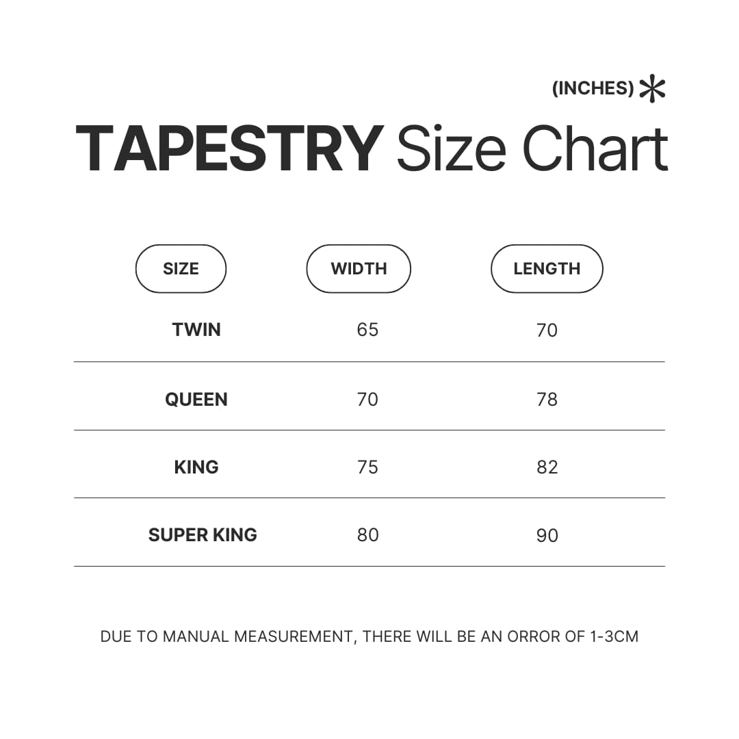 Tapestry Size Chart - Beetlejuice Shop