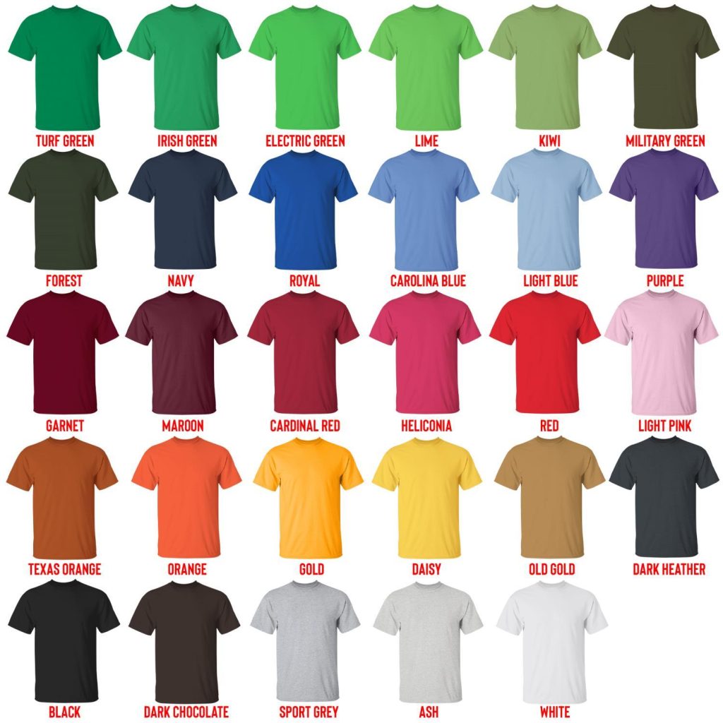 t shirt color chart - Beetlejuice Shop