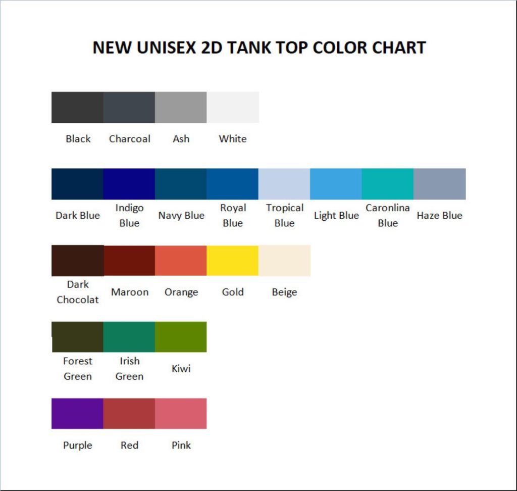 tank top color chart - Beetlejuice Shop