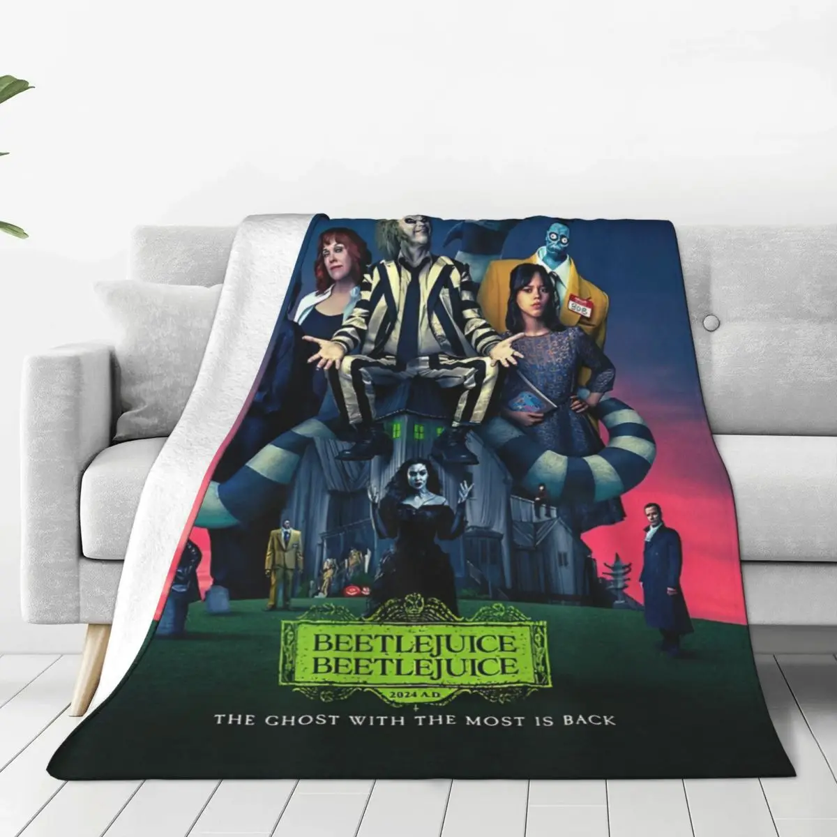 kf S1021f074d31446ea818eb12fd5b5b261y B Beetlejuice The Ghost With The Most Flannel Throw Blankets Movie Poster Blanket for Bed Outdoor - Beetlejuice Shop