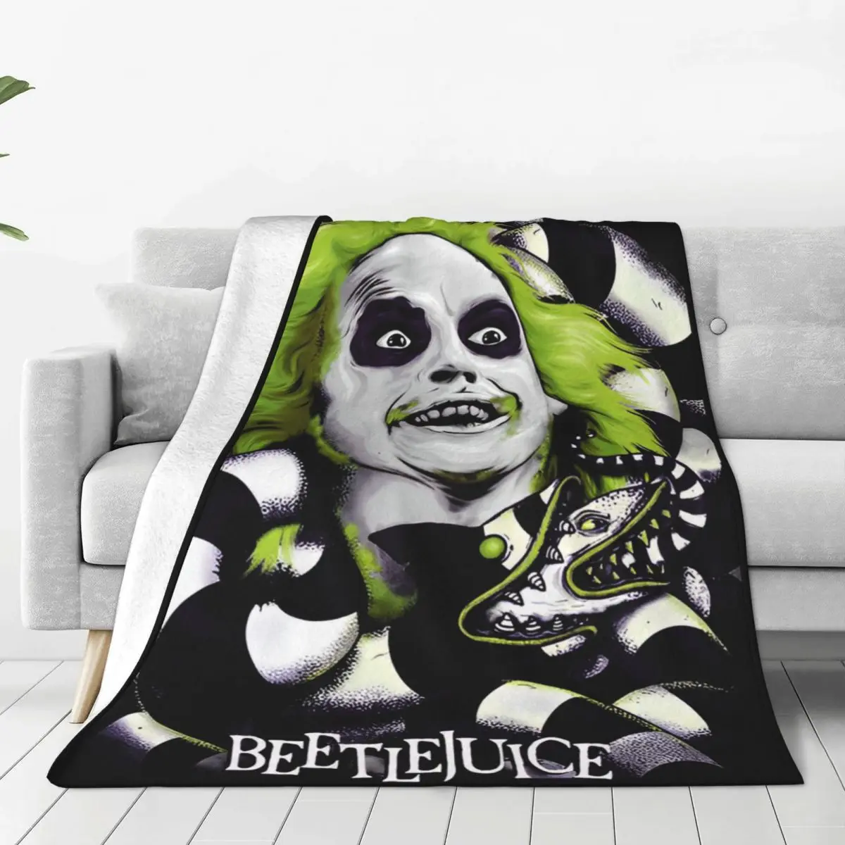 kf S19c268a7dc284a31bf35062562a02eb7q B Beetlejuice Spooky Movie Ghost Blankets Coral Fleece Plush Halloween Horror Portable Lightweight Throw Blankets for - Beetlejuice Shop