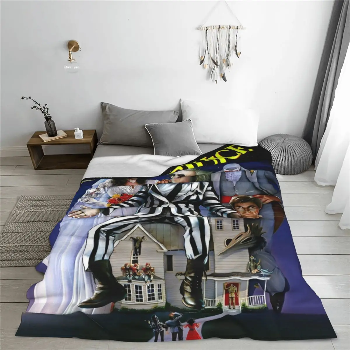 kf S84983e56e2c24863bbaeea3aa7724078W B Beetlejuice Spooky Movie Ghost Fleece Throw Blankets Halloween Horror Blanket Bedding Travel Lightweight Thin Plush - Beetlejuice Shop