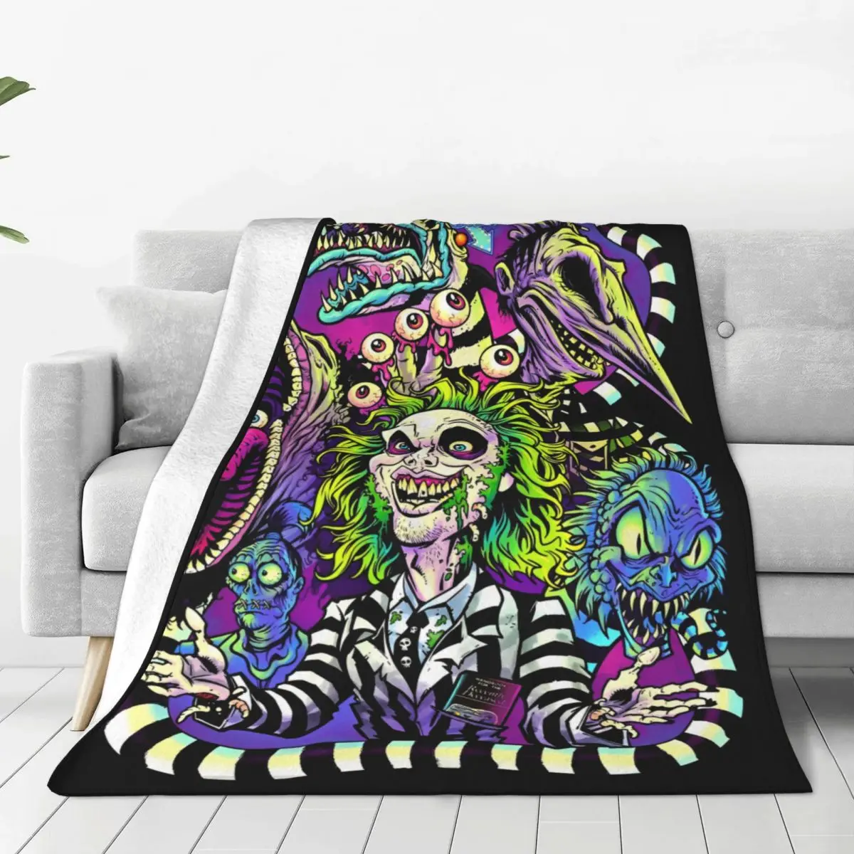 kf S9583cb5522b147ee970179483e209951T B Beetlejuice Spooky Movie Ghost Flannel Blanket Halloween Horror Awesome Throw Blanket Bed Sofa Couch 125 - Beetlejuice Shop