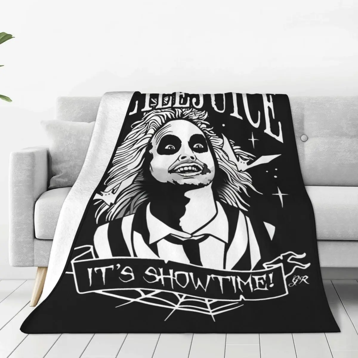 kf Sdc718c342faf46868a5ff5a6fba81b1at B Beetlejuice Spooky Movie Ghost Flannel Blankets Halloween Horror Throw Blankets for Bed Sofa Couch - Beetlejuice Shop